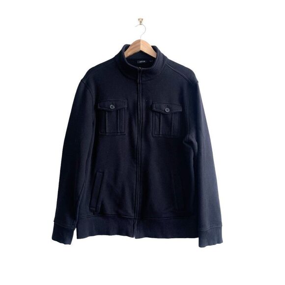 APT.9 Mens Fleece Sweater Jacket Zippered Black Poly/Cotton Size XL - Picture 1 of 8